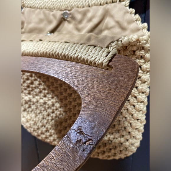 VTG 80’s Wooden Handled mini Tote bag - Picture 6 of 7